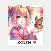 Anime Girl Holding a Butterfly