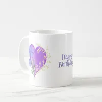 Elegant Chic Floral Heart Happy Birthday  Coffee Mug