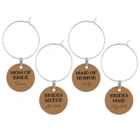 Bridal Party Mocha Brown Personalized Name Wine Charm