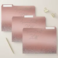 Rose Gold Brushed Metal Glitter Monogram | File Folder