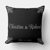 Bold Black and White Vintage Wedding Personalized  Throw Pillow