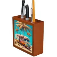 Retro RV and Palm Trees Desk Organizer