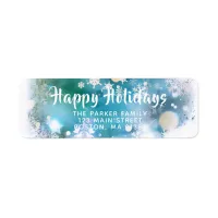 Happy Holidays Abstract Winter Snowy Dreamy Scene  Label