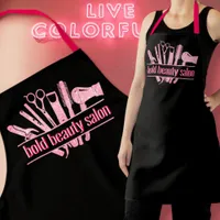 Monogram Hot Pink Glitter Salon Tools Blk Stylist Apron