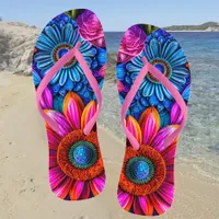 Floral pattern in boho style flip flops