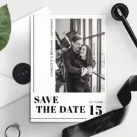 Modern Minimalist Black and White Photo Save The Date