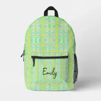 Plaid Pattern Tartan Check Green Blue Yellow Printed Backpack