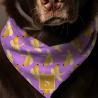 Bananas On Purple Monogram Dog Bandana