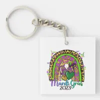 Rainbow Mardi Gras Keychain