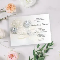 White Pearl Diamond Buttons Post Wedding Brunch Invitation