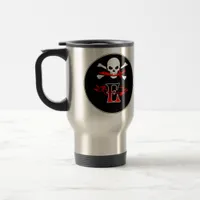 Jolly Roger E Monogram Initial Travel Mug