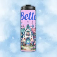 Pink & Blue Fairy Cottage Core Monogram on Pink | Thermal Tumbler