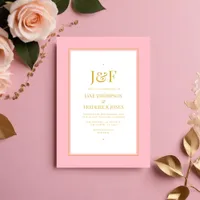 Trendy Typography Pink and Gold Wedding Invitation