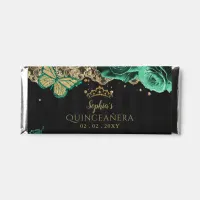 Vintage Green Roses Black Gold Lace Quincea&#241;era Hershey Bar Favors