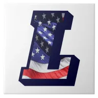 American Flag Letter "L" Large Photo Ceramic Tile