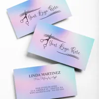 Pastel Pink Blue Holographic Gradient Logo Business Card