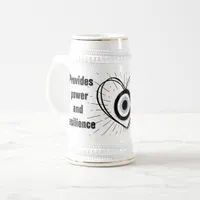 Rays, Heart , Black Evil Eye protection monogram | Beer Stein