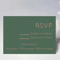 Olive Green & Pink Mid Century Modern RSVP Card