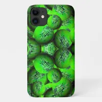 Neon green planets - pattern in 3D optics  iPhone 11 Case