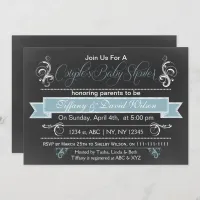 chalkboard blue Couple's Baby shower Invitation