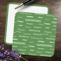 Gardening Words Pattern Stylish Green Garden Chic Note Card