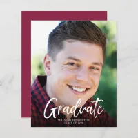 Budget Burgundy Photo Graduation Announcement