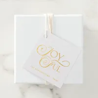 Modern Red Joyful Holiday Christmas Gold Foil Foil Favor Tags