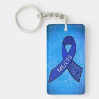 ME/CFS Chronic Fatigue Blue Ribbon Keychain