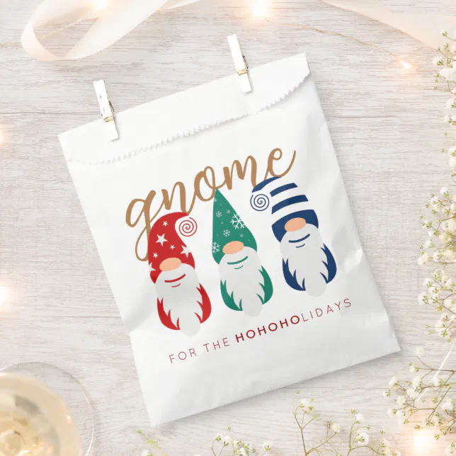 Hygge Christmas Gnome for the Holidays Snowflakes Favor Bag