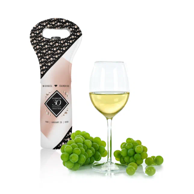 Elegant 30th Pearl Wedding Anniversary Celebration Wine Bag