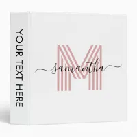 Signature Name Rose Gold Retro Monogram 3 Ring Binder