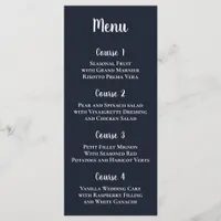 Navy Simple Calligraphy Modern Wedding Menu