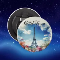 Eiffel Tower Paris Floral Monogram | Bottle Opener