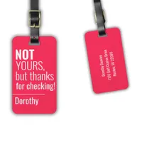 Neon Pink Typography Funny Bag Name Address Luggage Tag