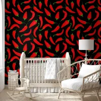 Fun Spicy Red Chili Peppers Red Black Wallpaper