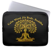 Intricate Gold Buddha Sculpture Laptop Sleeve