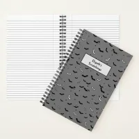 Halloween Black and White Flying Bats Pattern Notebook