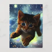 Kitten Running In Space  Postcard