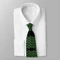 Neon green leaves - fractal, neck tie