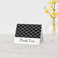 Black & White Art Deco Line Art Diamonds Thank You Card