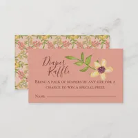 Diaper Raffle Pink Flower Floral Pretty Sweet  Enclosure Card