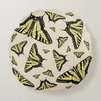 Southwest Yellow Swallowtail Butterflies All Over  Round Pillow