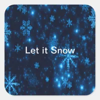 Deep Blue & Bright Snowflakes Square Stickers