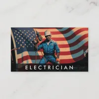 *~* Electrician AP75 Photo QR Patriotic Flag Business Card