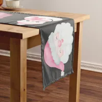 Pink Christmas Icons on Charcoal | Long Table Runner