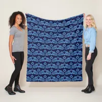 Celestial Love Stars Hearts Midnight Blue Fleece Blanket