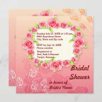 Pink Rose Frame Bridal Shower Invitation