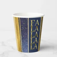 Blue Gold  Christmas Fa La La Pattern#27 ID1009 Paper Cups