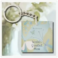 World's Greatest Mom Mixed Media Floral Keychain