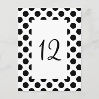 Black Polka Dot Table Number Postcard